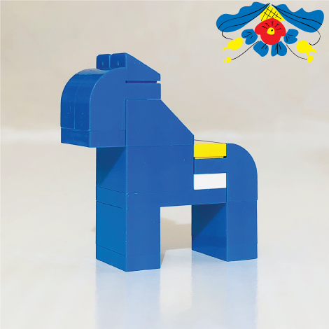 Blue SWEDISH DALAHORSE made with LEGO bricks.