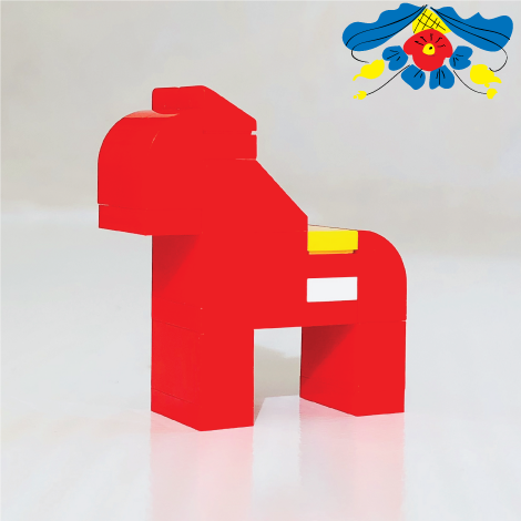Red SWEDISH DALAHORSE made with LEGO bricks.