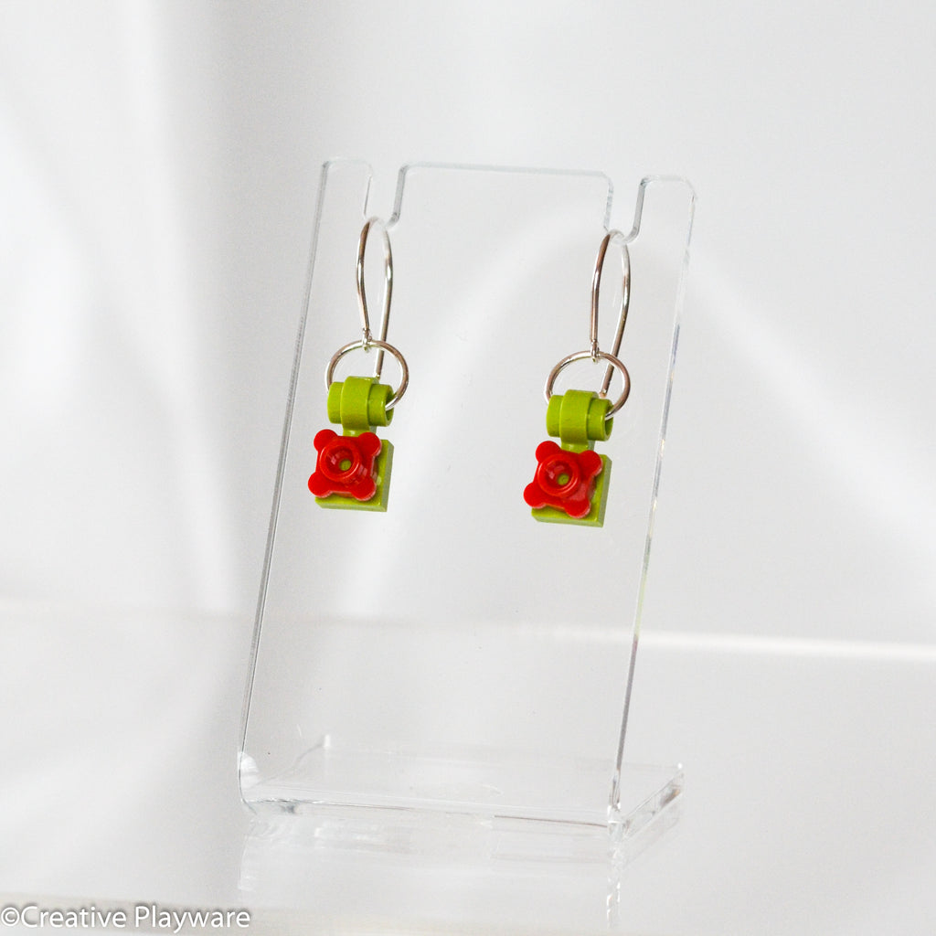 Flower earrings made with LEGO bricks