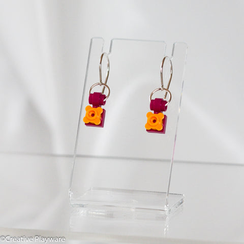 Flower earrings made with LEGO bricks