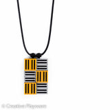3D rectangular pendant in silver and gold made with LEGO® elements