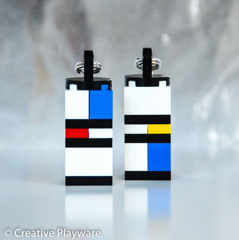 PIET Mondrian-influenced bag charm/ key charm made with LEGO® bricks